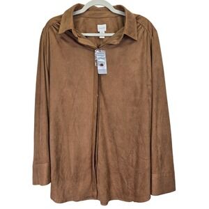 Chicos Smooth Faux Suede Reza Womens‎ Shirt Large (3) Button Down Western Work